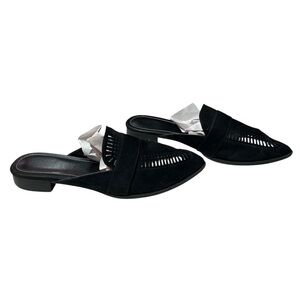 Charles By Charles David Black Laser - Cut Pointed Toe Mules